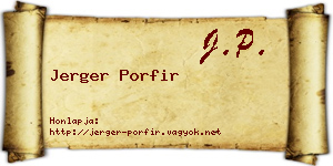 Jerger Porfir névjegykártya